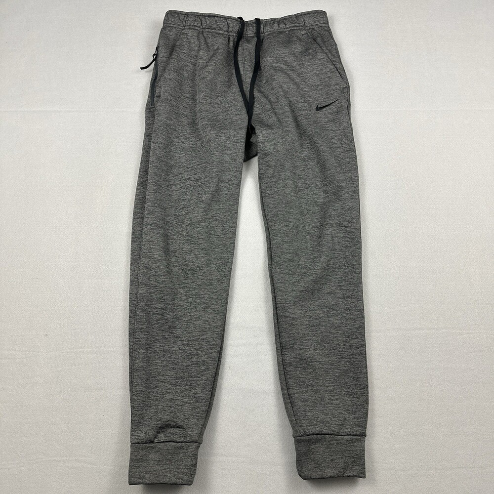Nike Pants Men Medium Gray Solid Tapered Straight Leg Therma Fit Basketball M
